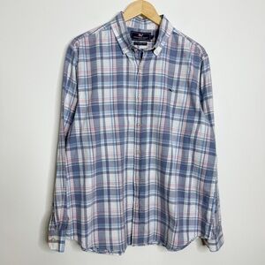 Vineyard‎ Vines Men's Slim Fit Whale Shirt Oxford Blue Plaid XL Preppy Workwear